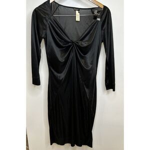 Miss Sixty Bodycon Mini Dress Long Mesh Sleeves Black ColorSize M Transparent‎